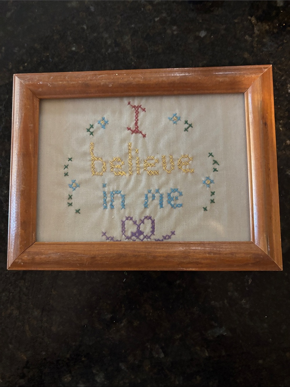 Hand-Embroidered 'Remember Me' Wall Art in Multicolor
